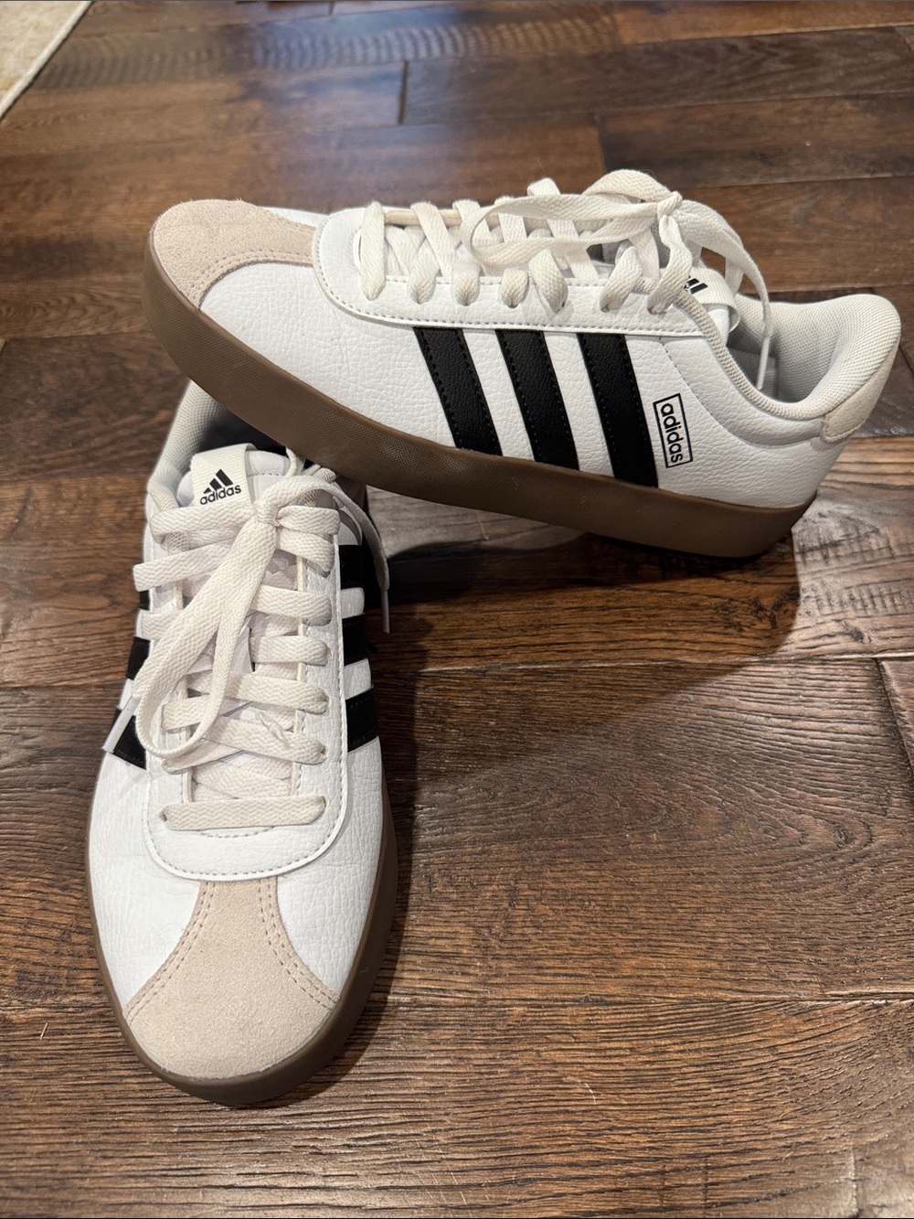 adidas White Black Gum-Trim Low-Top Sneakers